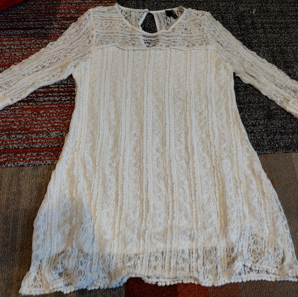 White Lace Sheer Dress
